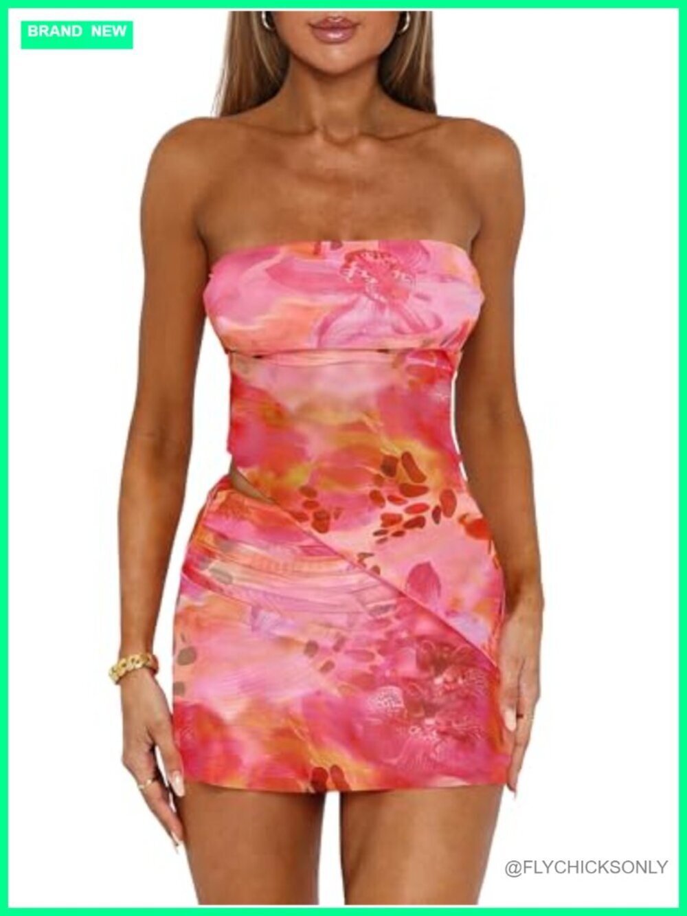 Two Piece Skirt Set Summer Asymmetrical Mesh Strapless Tube Top Mini Skirt